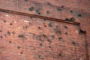 P51 Mustang air raid bullet holes in the brickworks (Photo: Handa City)