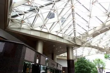 Stylish modern design of the hotel entrance