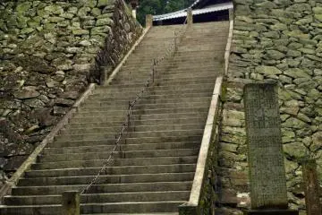 Stone stairway with iron chains