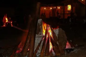 <p>The enormous bonfire took several hours to burn down</p>