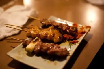 <p>A display of just one of the many items on the yakitori menu</p>