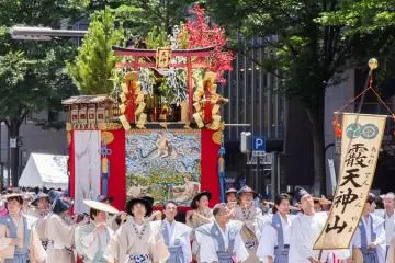 <p>Arare Tenjin Yama (天神山) During the Yamaboko Junko (山鉾巡行) in Kyoto, 2012! Some 500 years ago, when a large fire broke out in Kyoto, hail suddenly fell from the sky and extinguished the fierce fire. Along with the hail stones a small image of Tenjin, the heavenly God of thunder, is also said to have fallen from heaven, which was the divine incarnation of Sugawara no Michizane, a renowned scholar and statesman who died a tragic death in 1903</p>