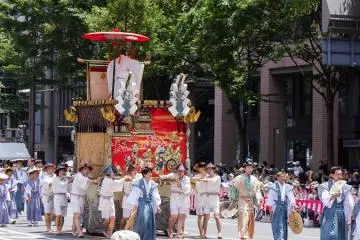 Taishi-yama (太子山) During the Yamaboko Junko (山鉾巡行) in Kyoto, 2012! This float is dedicated to Shotoku Taishi who was a prince during the Asuka period in Japan, and is thus named for him. The Taishi-yama is unique for being the only float in the Gion festial that has a central wooden pole made from Japanese cedar, and not from the commonly used pine