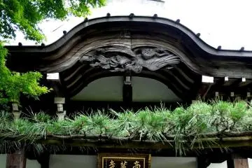 <p>A long pine lateral has been trained across the front of the temple. I was told this means "welcome."</p>