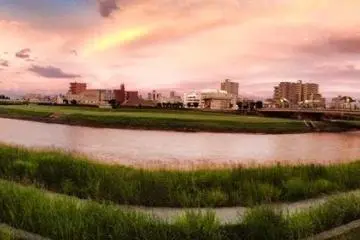 A panorama of Kumamoto's Shirakawa River