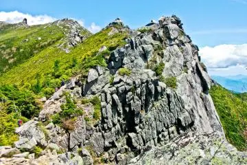<p>One of several rocky peaks along the way to the summit of Mount Kinpu</p>