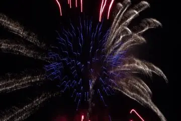 Be dazzled by multi colored flares exploding on impact