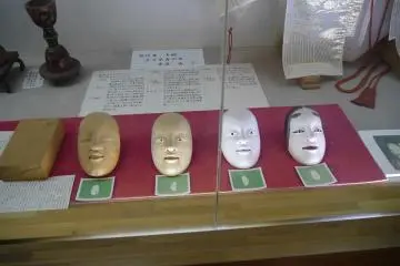Stages in the making of a Noh Mask