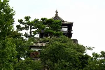 당신은 공원에서 마루오카 성 주탑을 볼 수 있다