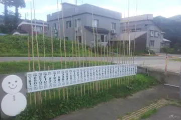 <p>Outside the restaurant are some canes showing the snowfall each year for the last couple of decades. Pretty interesting to see them side by side.</p>