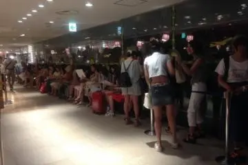 <p>People waiting in line</p>
