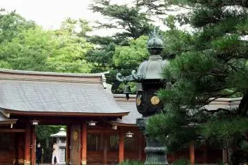 기도실에서 본 청동등, 소나무, 신몬