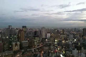 <p>The city and sky create a picturesque view</p>