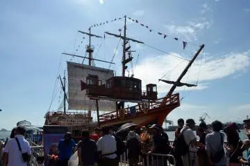 <p>กลับมาท่าเรืออีกครั้งหลังจากครบ45นาทีในการล่องเรือชมอ่าวโอซาก้า</p>