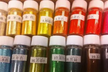<p>Gold leaf paint in different colors at Horikin Gold Leaf showroom in central Kyoto</p>