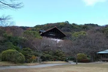남쪽으로 펼쳐진 공원에서 건물을 임하다