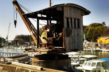 An old crane on the docks