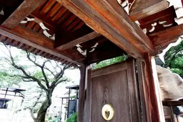 <p>Looking up at the gate</p>