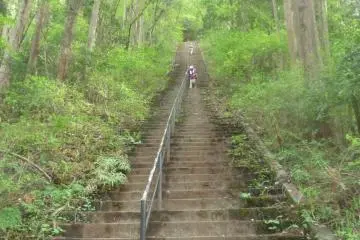 The steep stairs near the end of the hike