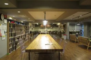 The large dining table can seat over 20 people
