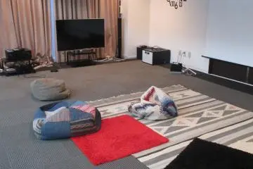 The lounge in the multi-purpose room is cushioned and comfortable