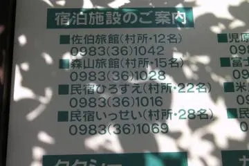 Sign showing local inns and their capacity, with phone numbers (Photo: Paul Arenson)