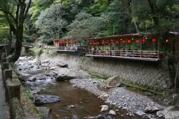 <p>ร้านอาหารริมแม่น้ำระหว่างทาง</p>