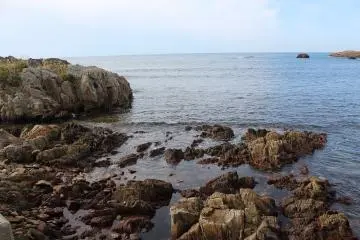 간만의 차가 커서 썰물 때에는 바위에 부착된 거북이 손이나 쟈쟈미 라고 불리는 식용 조개를 채취할 수 있다