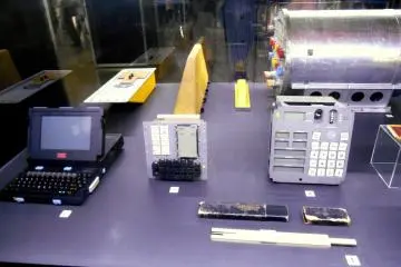 <p>Dinosaur computers and machines which contributed to the&nbsp;development of space technology. Can you guess what these rulers at the front can do? They are called, 'slide rulers' and were used to calculate mathematical formulas...I don't know how!</p>