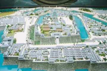 <p>Blueprint of castle and the city center of Osaka from many years ago</p>