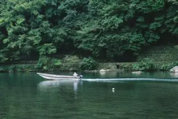 También puedes disfrutar del paisaje por bote en el río Katsura