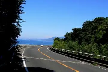 <p>The road follows the curves of the coastline</p>