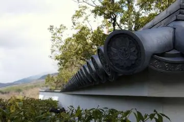<p>Tile capped temple wall</p>