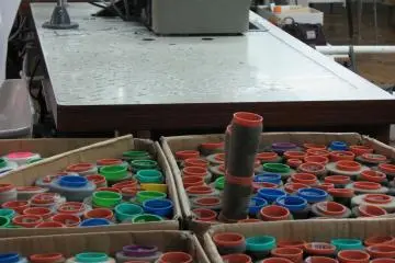 The colors of cotton in a jeans textile company.