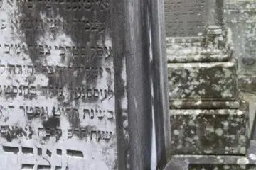 Many of the gravestones include inscriptions in Hebrew.