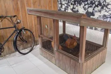 <p>Le mus&eacute;e Cup Noodles renferme une r&eacute;plique de la cabane dans laquelle Momofuku Ando aurait eu l'id&eacute;e des nouilles instantan&eacute;es. Esp&eacute;rons que ces r&eacute;pliques de poulets n'ont pas fait partie de la recette originale</p>