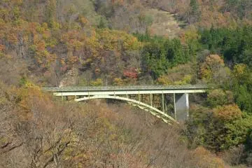 Over yonder is a beautiful view of the bridge.