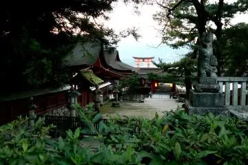 <p>Lanterns lit inside the shrine</p>