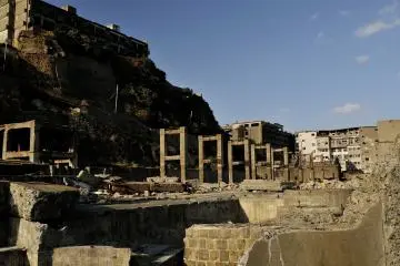 <p>Clean coal was transferred to the coal storage by this conveyer belt. Now just the support pillars of the belt remain here</p>