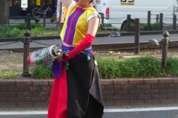 <p>The costumes are colorful and flowing, often based around traditional clothing</p>