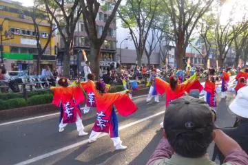 <p>In the central area there was paid seating, but most people crowded together at the side of the road.</p>