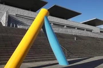 <p>The grand staircase at the back of the building</p>