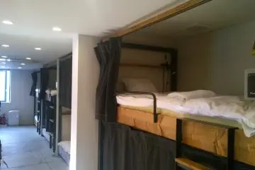 <p>บรรยากาศภายในห้องนอนรวม (Dormitory Room) ซึ่งเป็นเตียงสองชั้นที่ออกแบบอย่างสวยเก๋ ที่สำคัญเครื่องนอนนั้นคุณภาพดีไม่ต่างจากโรงแรมหรูเลยทีเดียว</p>