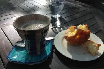 <p>Coffee, Cheese Brioche and fresh air&nbsp;</p>