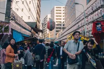 <p>Streets are filled with people enjoying the festival.</p>