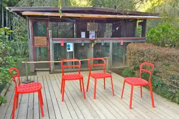 <p>Enjoy a seat at the rabbit enclosure</p>