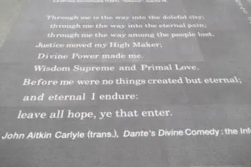 <p>On the floor in front of "The Gates of Hell"</p>
