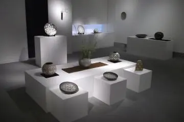 Ceramics on display at the Sanshin Gallery Zen in Mishima