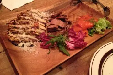 <p>Foie-gras omelette, chicken liver and salmon sashimi plate</p>