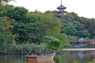 This view of the Three-Story Pagoda of Old Tomyoji&nbsp;from the Main Pond&nbsp;never gets old